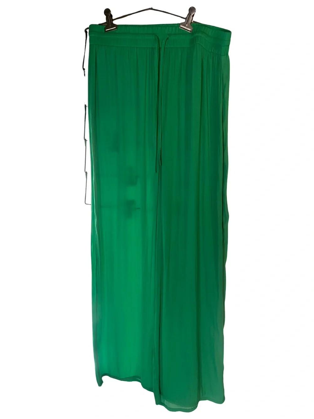 Maison d’ Amelie Wide-Leg Drawstring Pants in Green - Women's Comfort Style - Picture 4 of 5